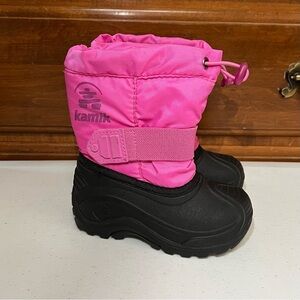 Kamik Pink and Black Toddler Winter Boots